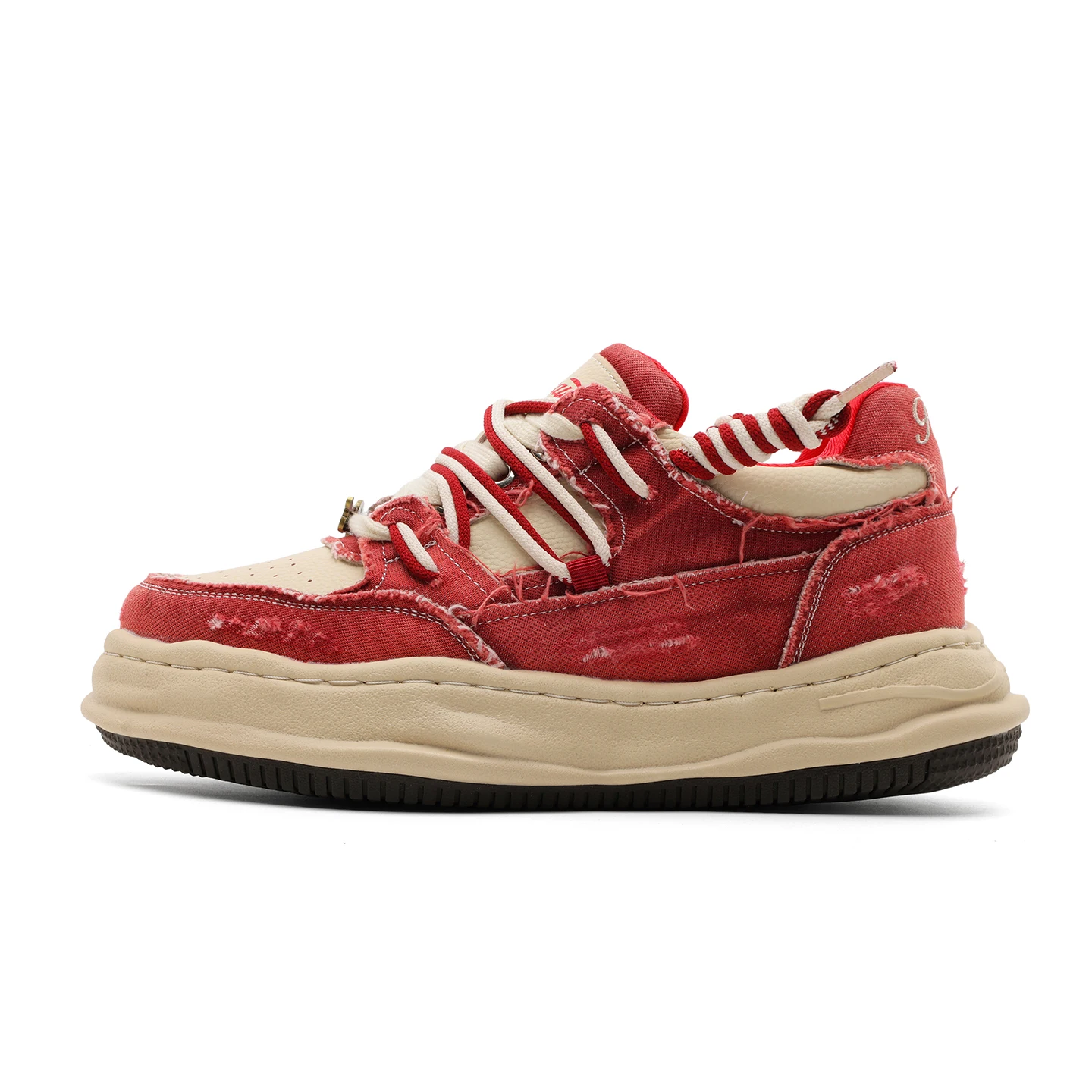 Men's Invisible Height Increase Shoes 10cm Elevator Shoes Retro Thick-soled Red Women Washed Canvas 8cm Hidden Heel Shoes view 5
