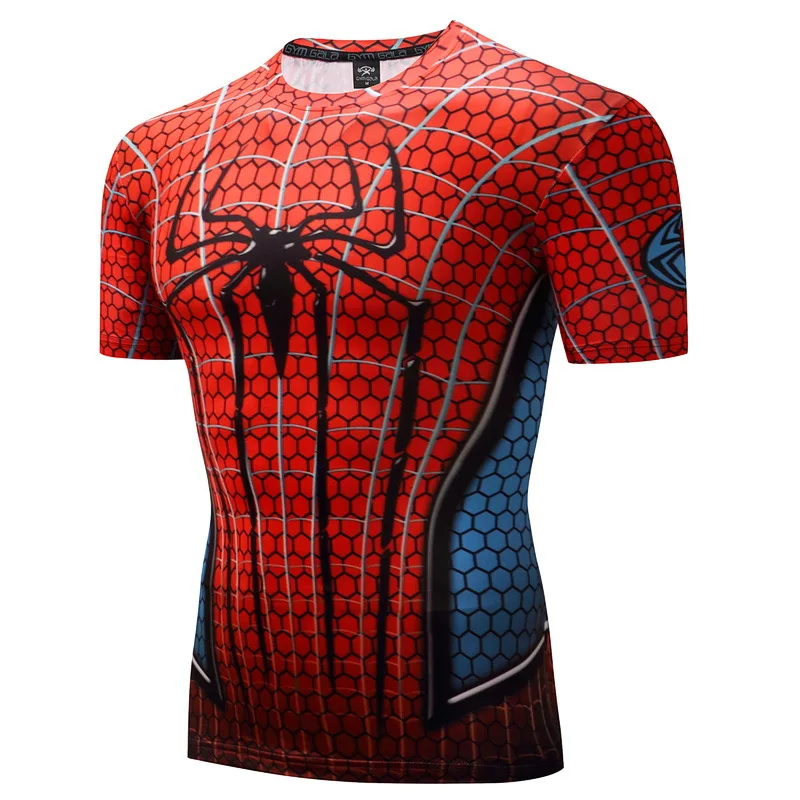 男性用スパイダーマンTシャツ,スーパーヒーロー,半袖,3Dプリント,特大の夏服,新品