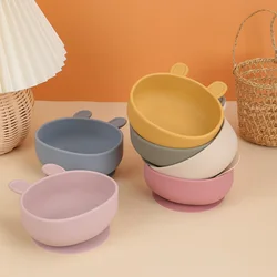 BPA Free Rabbit Silicone Bowl for Baby Silicone Baby Feeding Bowl Tableware Waterproof Spoon Non-Slip Crockery Bowl