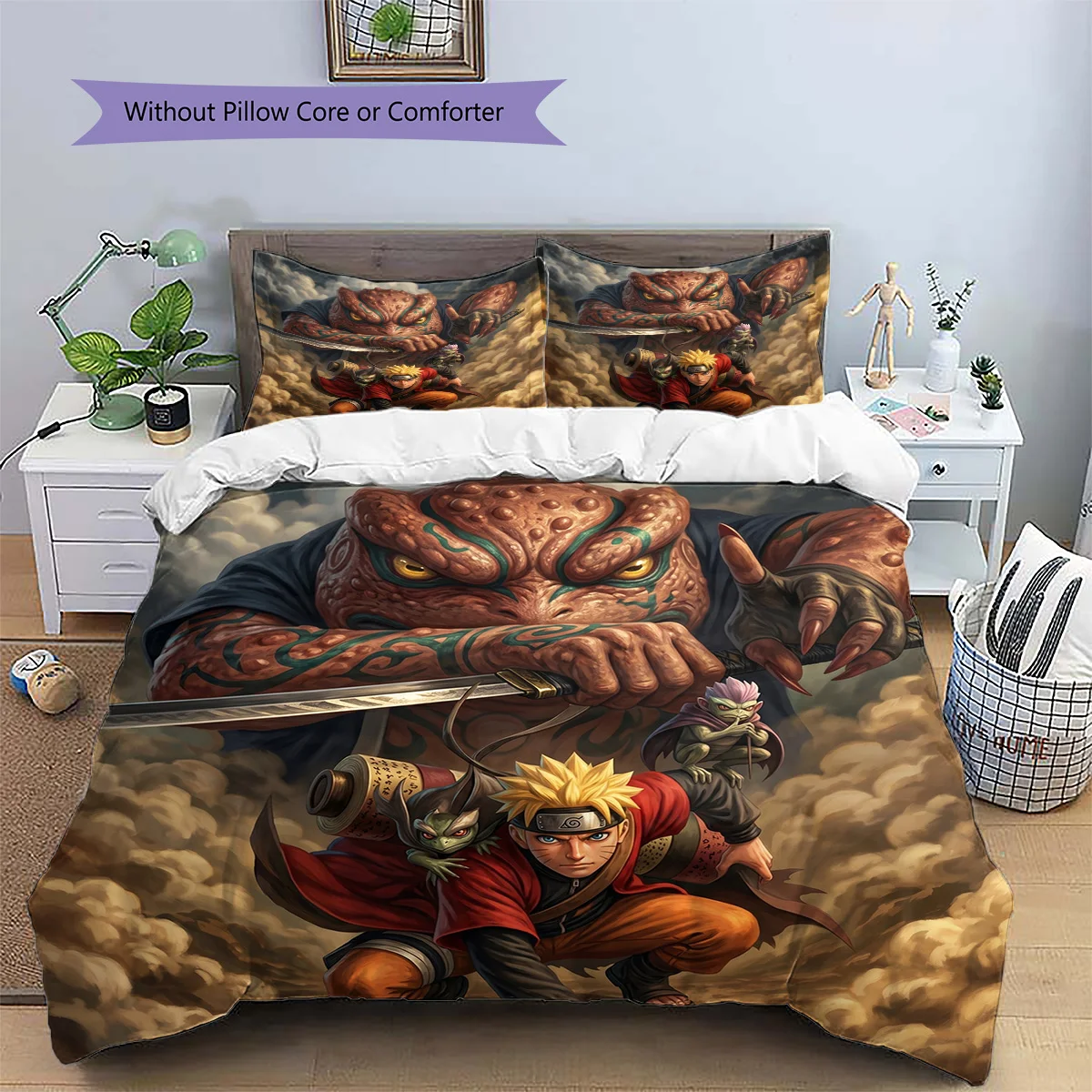 Naruto Anime Themed Printed Pillowcase & Duvet Cover Set | Bedroom Decor Collection | Ideal Gift for Anime Fans YUN6511