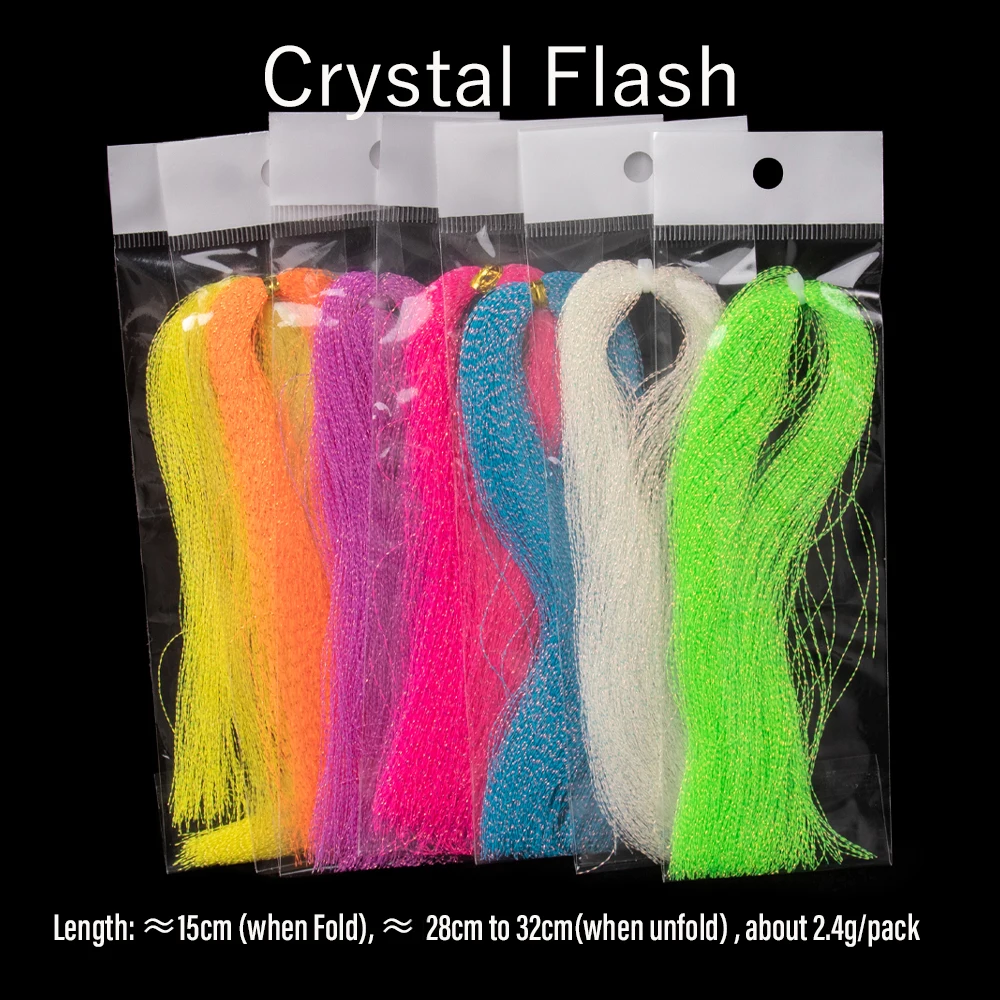 WIFREO 2-7packs Luminous Crystal Flash Fly Tying Materials Lumo Flashabou Holographic Tinsel String  Jig Hook Lure Strands