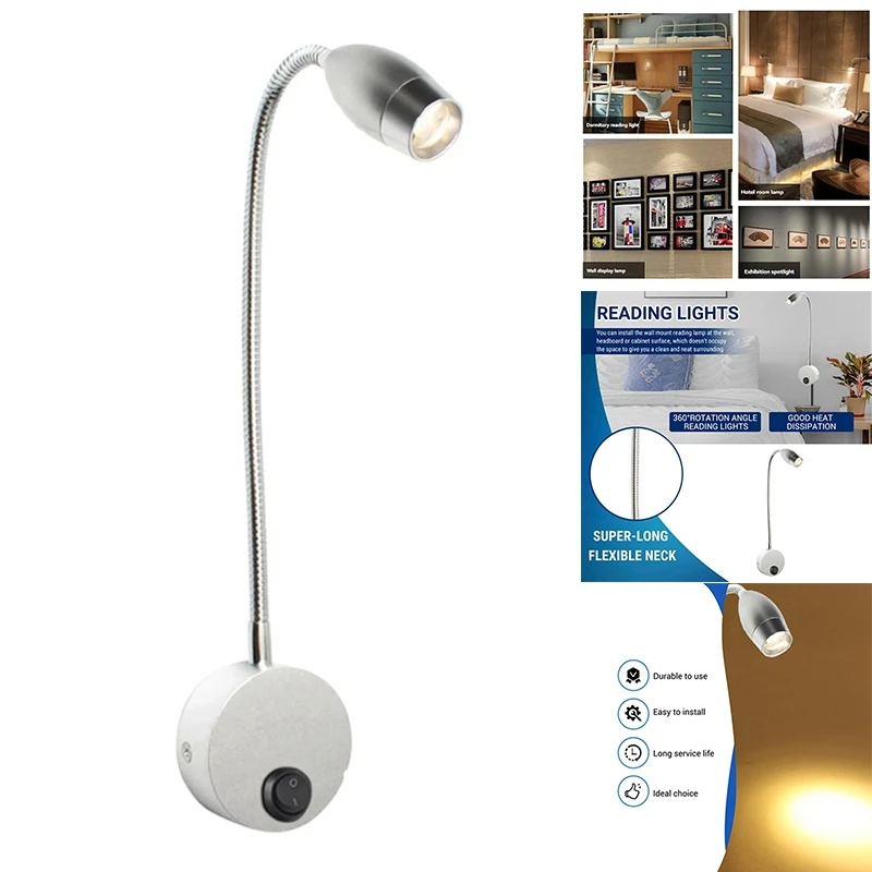 

A21I-Reading Light LED Hose Spotlight Hose Wall Lamp Gooseneck Lamp Touch Control For Bedside Reading Warm Light