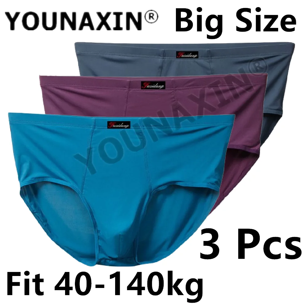 

3 Pcs Big Size Briefs Large Underwear Men Underpants Panties Ice Silk Undies Shorts Knickers L XL 2XL 3XL 4XL 5XL 6XL 7XL 8XL