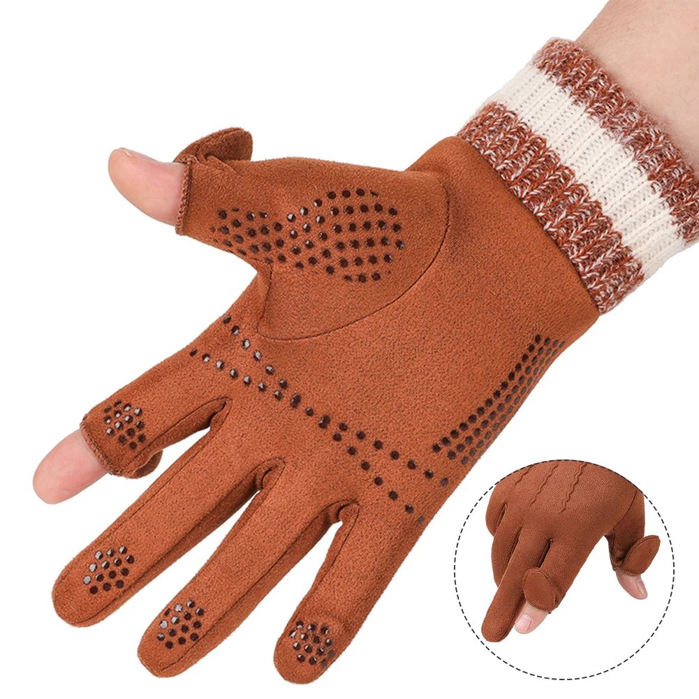 1 زوج الخريف الشتاء الجلد المدبوغ قفازات دافئة للرجل في الهواء الطلق يندبروف الباردة واقية الوجه فنجر شاشة تعمل باللمس قفازات ركوب الخيل #3