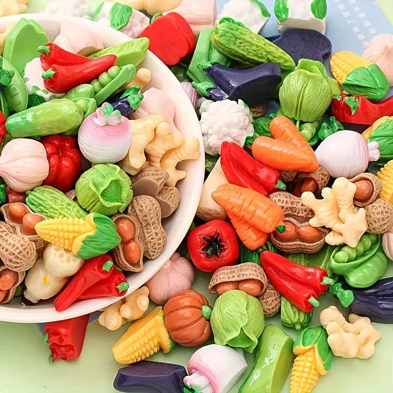 20 Unique Resin Vegetable Ornaments, Diverse Designs, Perfect for Holiday Decorations, Christmas and Halloween Decorations, and