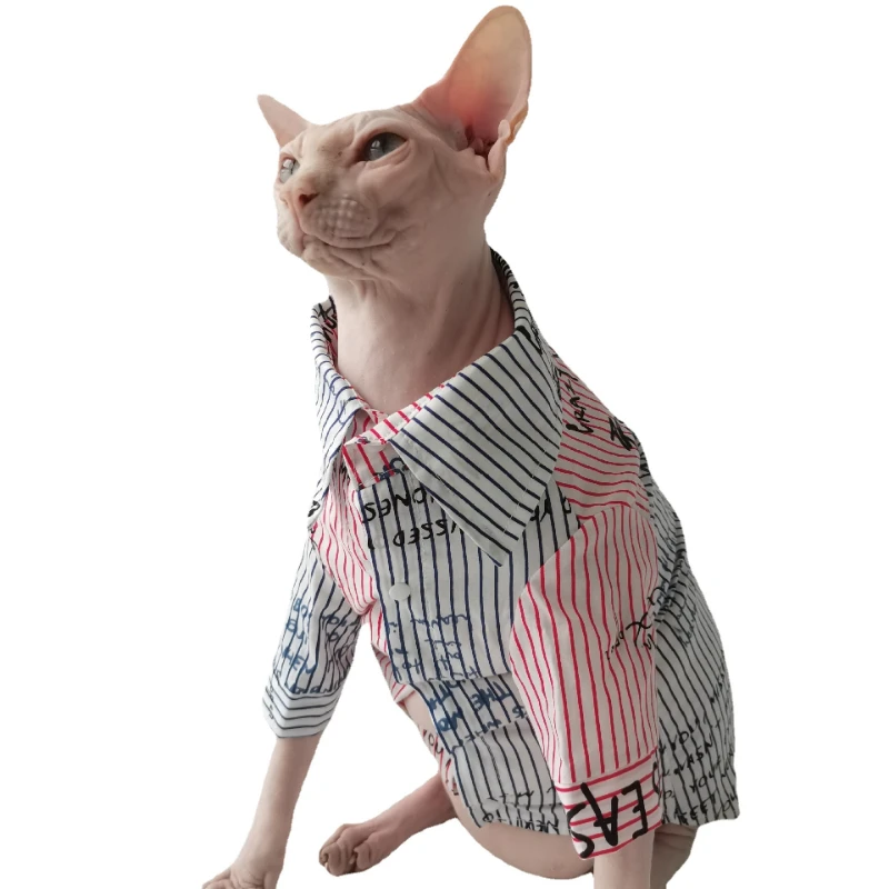 

Sphinx Hairless Cat Devon Hipster Cotton Clash of Colours Printed Shirt Cotton Fabric Comfortable and Skin Friendly