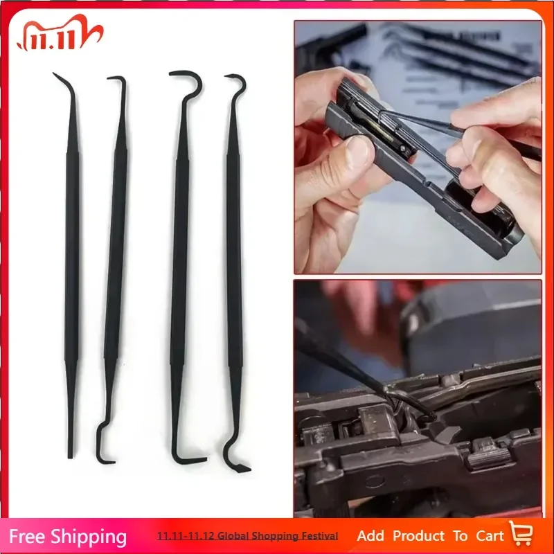 4pcs Multipurpose Car Detailing Cleaning Tool Nylon Picks Pick Double-headed Hook Car Clean Accessories Auto Detailing Tools