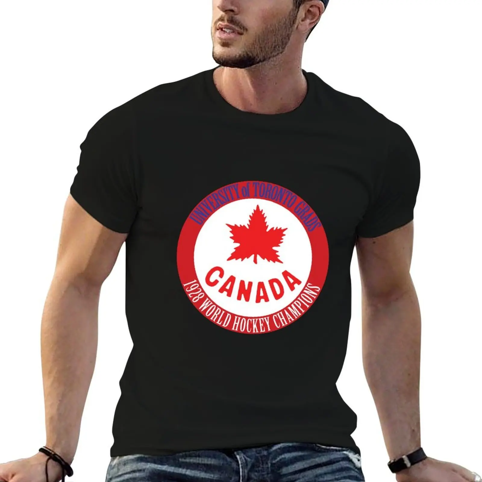 Canada Day Celebration. Funny Father's Day gift for Hockey Dads. 1928 Canadian Maple Leaf Hockey Champions Logo T-Shirt