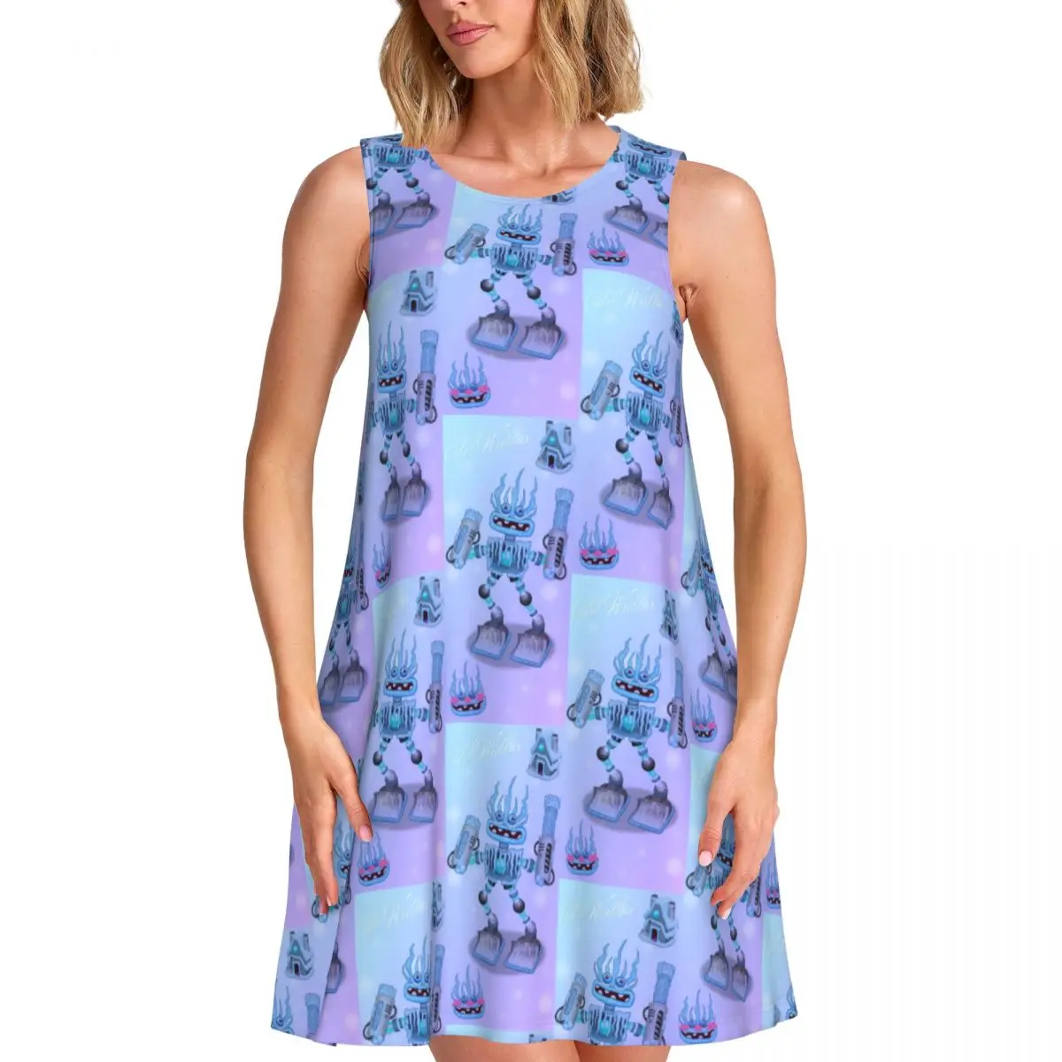 Custom For Travels My Singing Monsters Women's Sleeveless Dress For Beach Beach Casual Sleeveless Video Games Dress