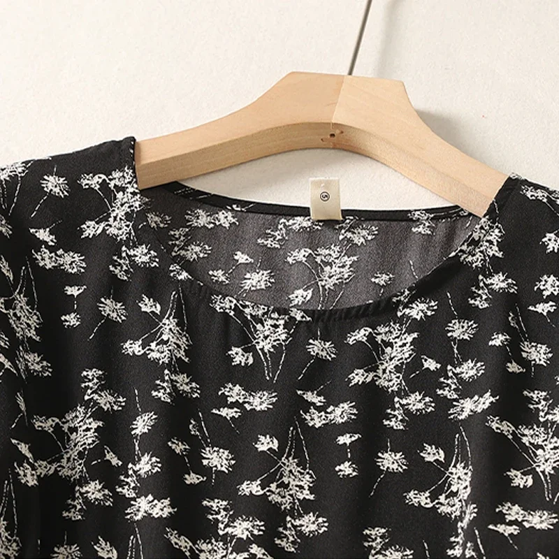 البوب الحد من العمر النساء فساتين متوسطة الطول صيف جديد أنيق موضة الأزهار طباعة ثنيات الشيفون فستان الحفلات للنساء Ropa Mujer #4