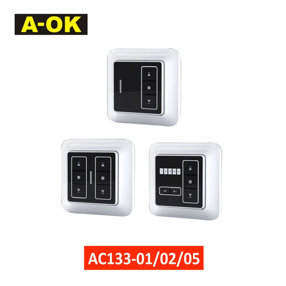 Wall Sticker Transmissor Interruptor para Cortina Motor, A-OK RF433 sem fio, AC133-1 2 5 Canal Controle Remoto, Motor Tubular