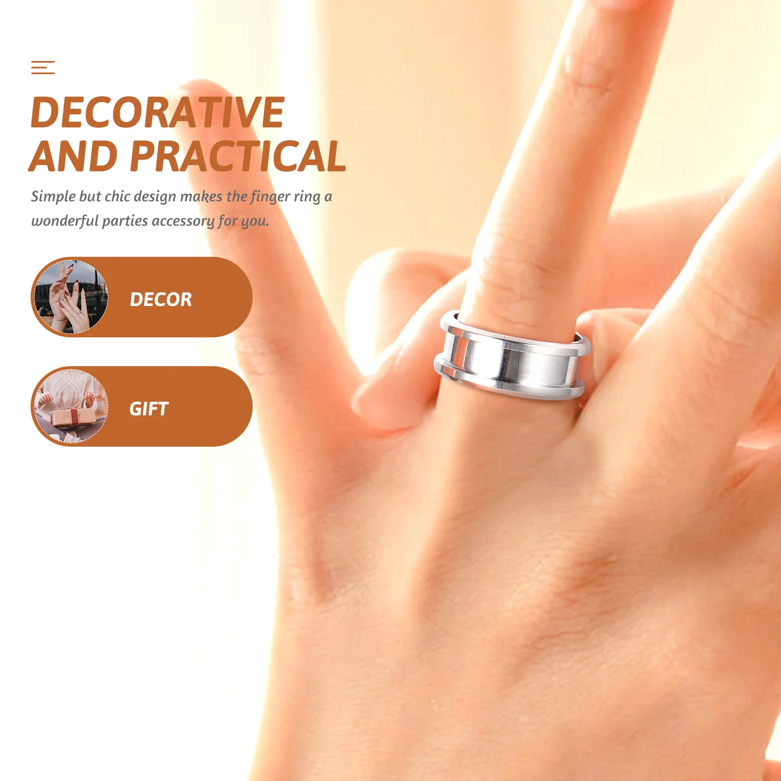 Thumb Fluted Ring Light Core Blank Finger Rings Silver Stainless Steel Metal Man Gold Plated