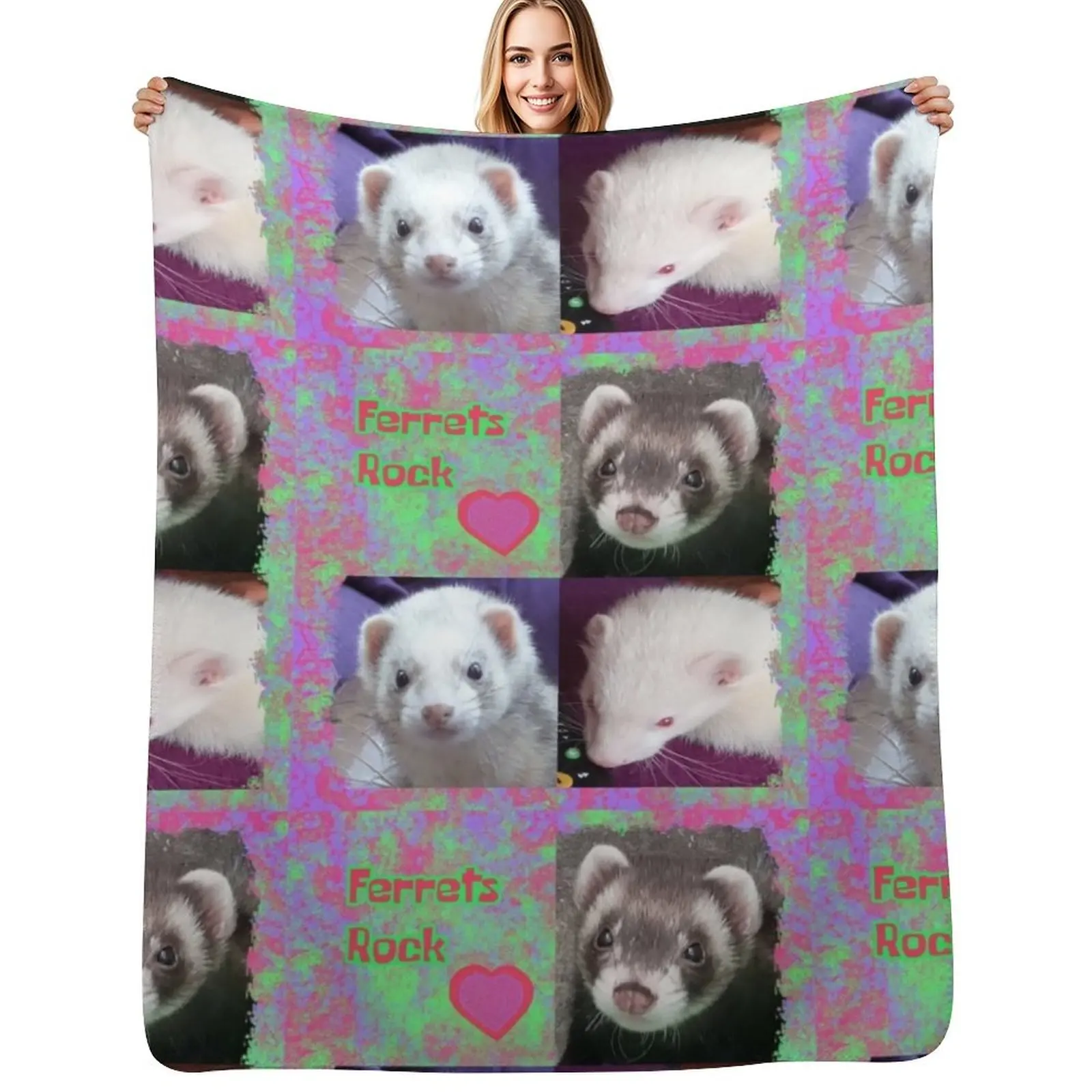 

Ferrets Rock photo message Throw Blanket bed plaid Bed Hairys Baby Blankets