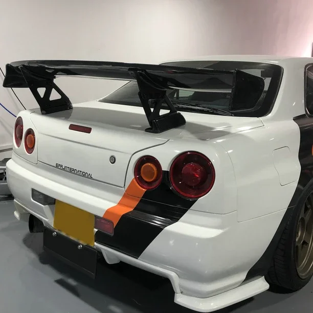 

USA Warehouse Carbon Fiber Car Parts for nissan Skyline R34 TPS Style Rear GT Spoiler With Aluminium Stand