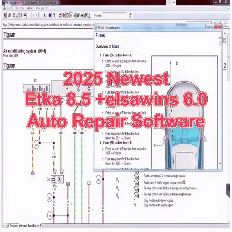 

2025 Newest Etka 8.5 +elsawins 6.0 Auto Repair Software Group Vehicles Electronic Parts Catalogue for A-udi for V-W SE/AT+SKO/DA