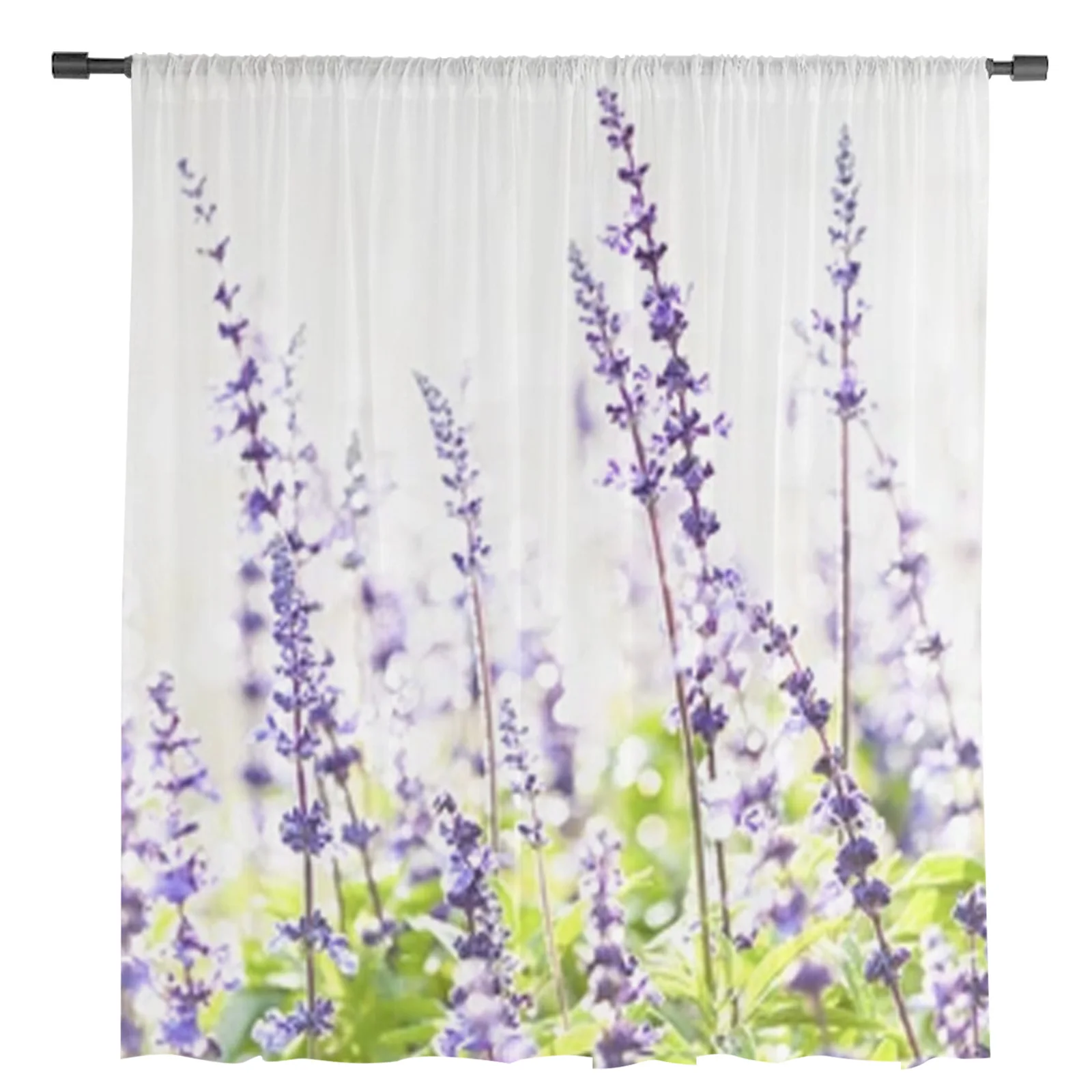 Lavender Background Chiffon Sheer Curtains For Living Room Bedroom Decor Kitchen Window Voiles Tulle Curtain