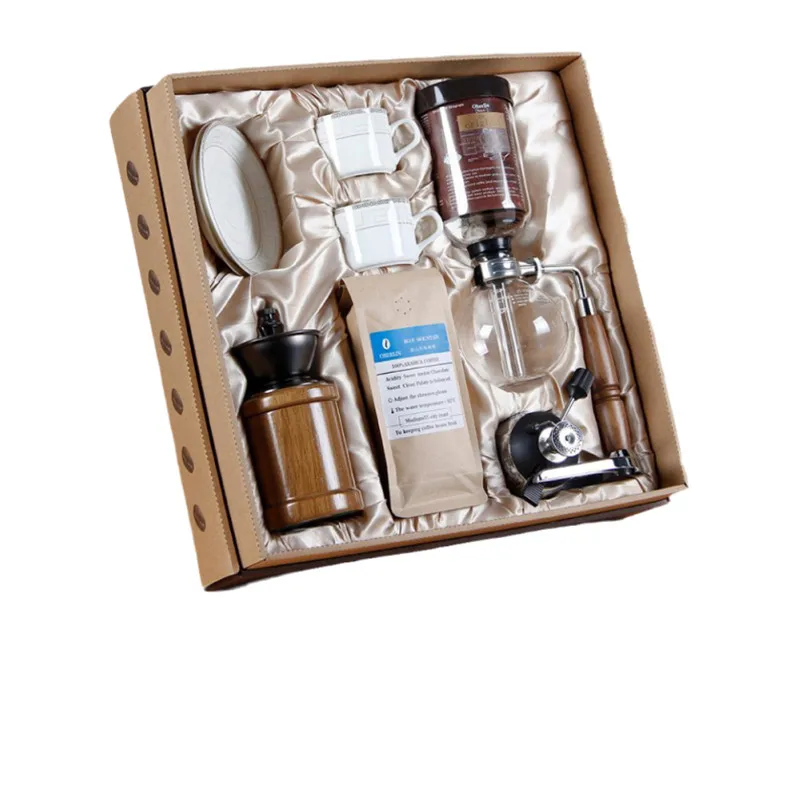 

Leggerolusso New Siphon Coffee Pot Household Set Gift Box Glass Manual Brew Coffee Grinder