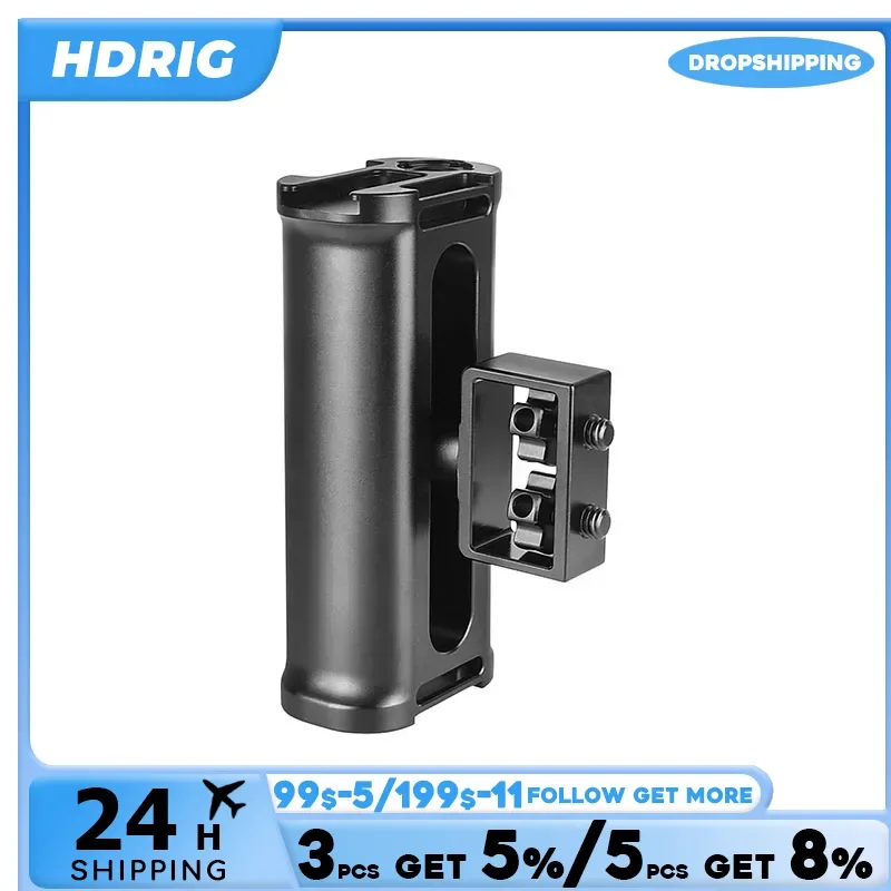 HDRIG Universal DSLR Camera Hand Grip For Either Side With Quick Release NATO Clamp & 70mm NATO Rail For DSLR Camera Cage Rig