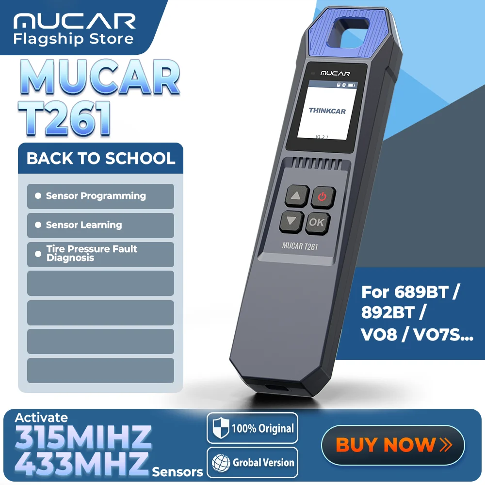 MUCAR T261 Car Tire Pressure Diagnose Tool Automotive TPMS Sensor Programming Learning Activator For MUCAR 892BT 689BT Scanner