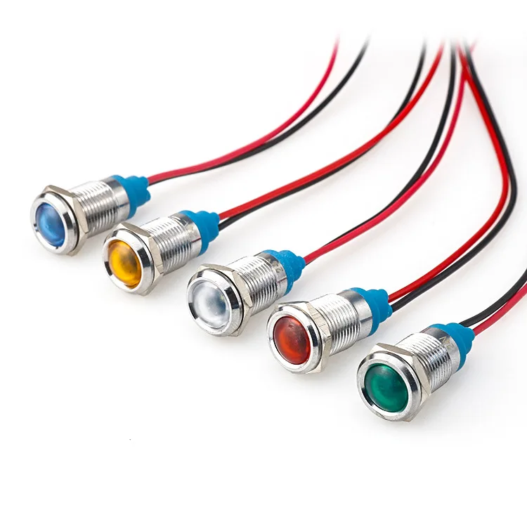 ABILKEEN 10PCS IB8B-QX-D 8MM Ball Surface Mini Metal LED Indicator Light 3-6V/12-24V/220V Industrial Pilot Lamp 2Pin Terminal