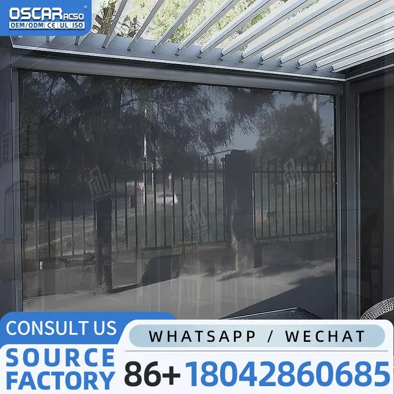 

Waterproof Windproof Low Noise Fiberglass Polyester Zip Track Screen Roller Blinds Innovative Durable Shades Covers For Balcony