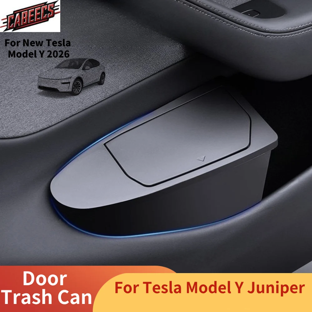 

Для Tesla Model Y Juniper 2021-2025 мусорный бак на передней двери, задний центральный контейнер для мусора, водонепроницаемый ящик для хранения, автомобильные аксессуары