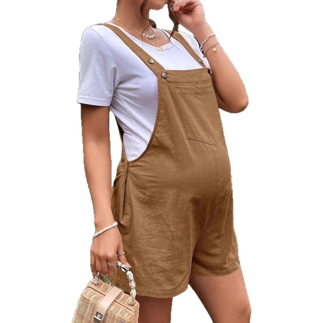 

Maternity Pregnant Women Overalls Solid Adjustable Waist Shortalls Rompers Spring Summer Casual Breathable Pregnancy Clothing