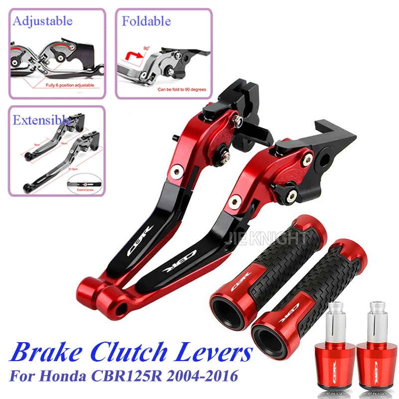 Para Honda CBR125R CBR 125R CBR 125 CBR125 R 2004-2016 palancas de embrague de freno ajustables CNC empuñaduras finales de manillar