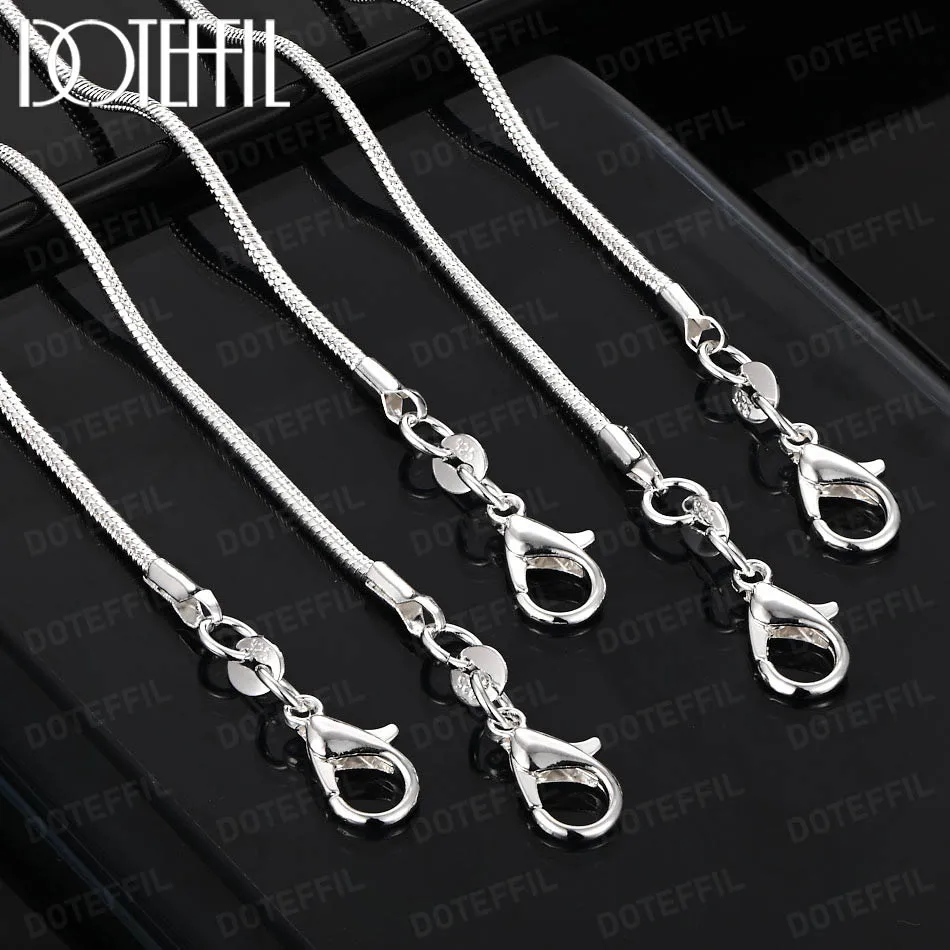 DOTEFFIL 2MM Snake Chain 925 Sterling Silver 1/5/10pcs/Lot 16-30 Inch Basic Necklace For Woman Man Fashion Jewelry