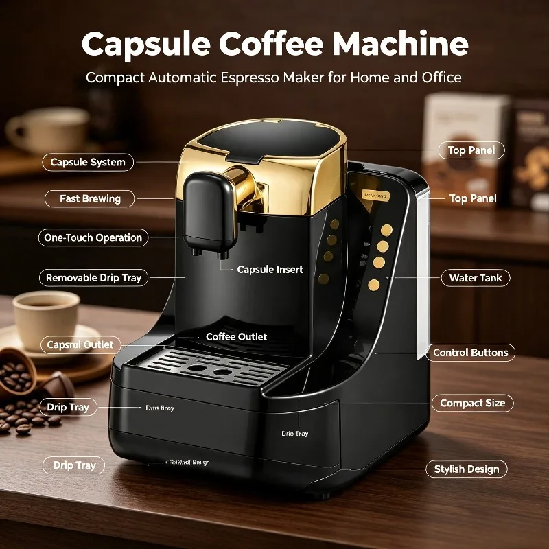 EU Standard Plug Small Household Coffee Maker 0.8L Electric Heating Brewer For Apartment Daily Breakfast Kitchen Beverage Making