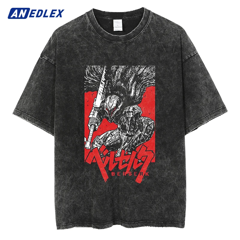 

Hip Hop Streetwear Men Washed T Shirt Japanese Anime Graphic Print TShirt Summer Oversized Vintage T-Shirt Harajuku Cotton Tops