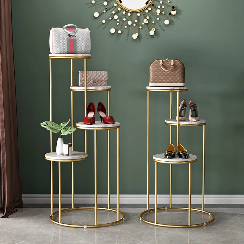 

Clothing store display stand, window display stand, high and low shoes and bags display stand, decorative marble, middle island