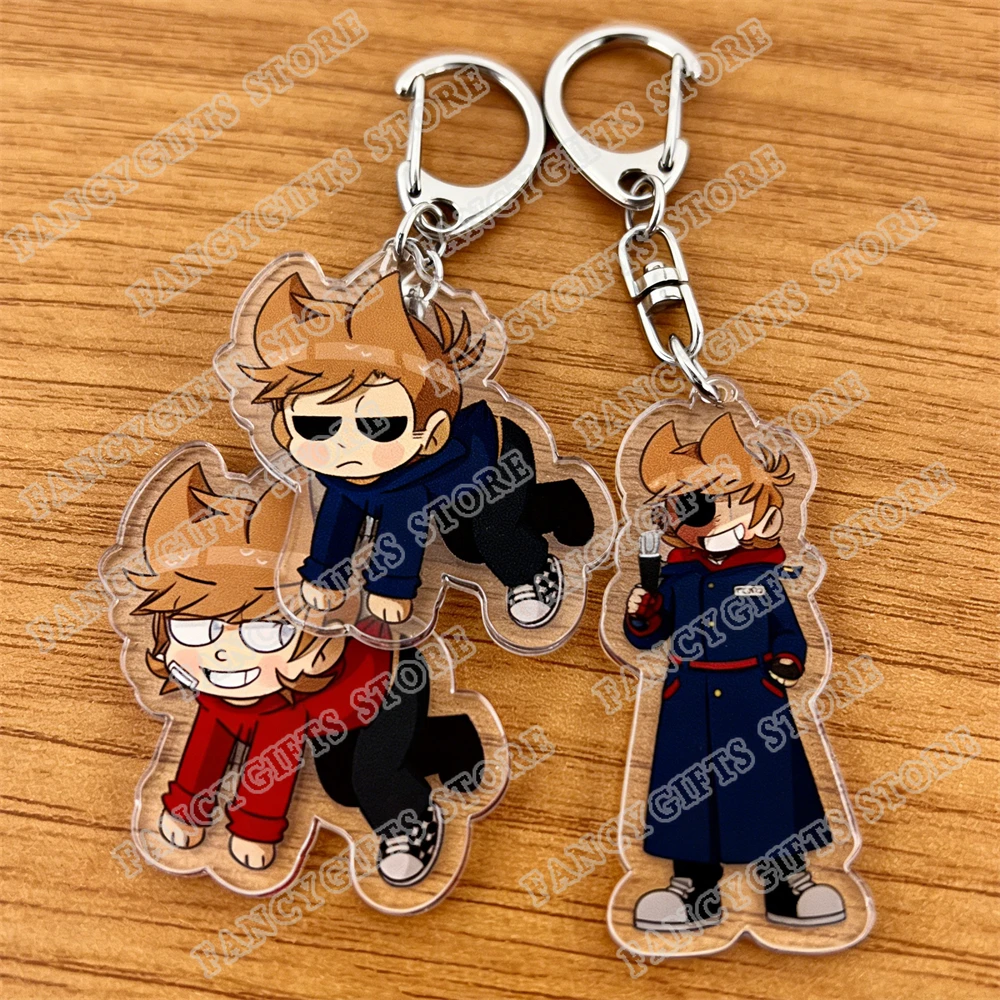 Popular Eddsworld Tord Keychains for Accessories Bag  Anime Comic Ringo Edds Meme Keyrings Jewelry Gamers Fans Friends Gifts