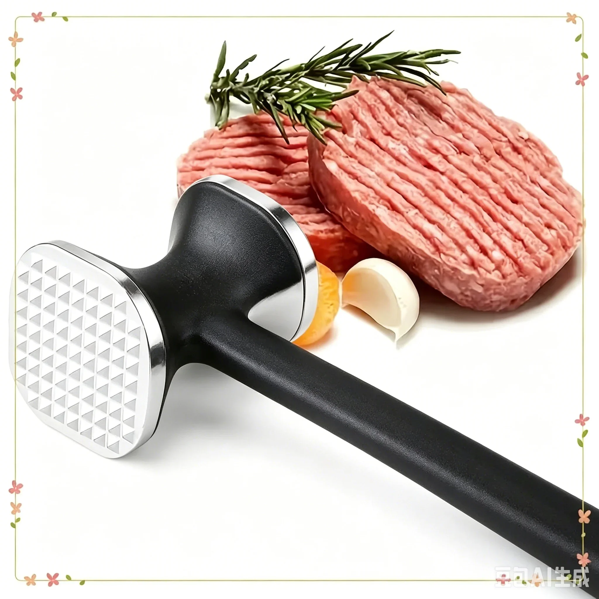 Heavy Duty Meat Tenderizer Hammer Stainless Steel Head Double Sided Mallet for Beef Steak Chicken Cooking Baking Kitchen Tool