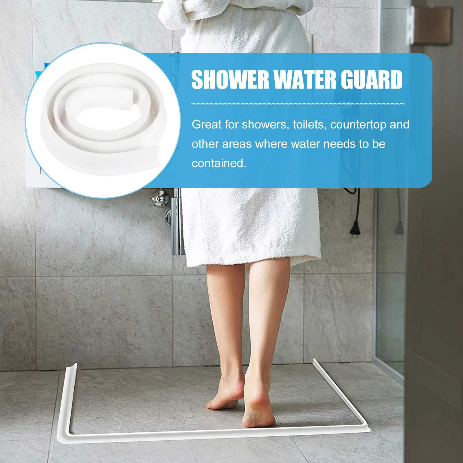 

Self-Adhesive Water Retaining Strip for Kitchen Countertop Bathroom Shower Toilet Threshold Seal Flexible Cuttable Waterproof