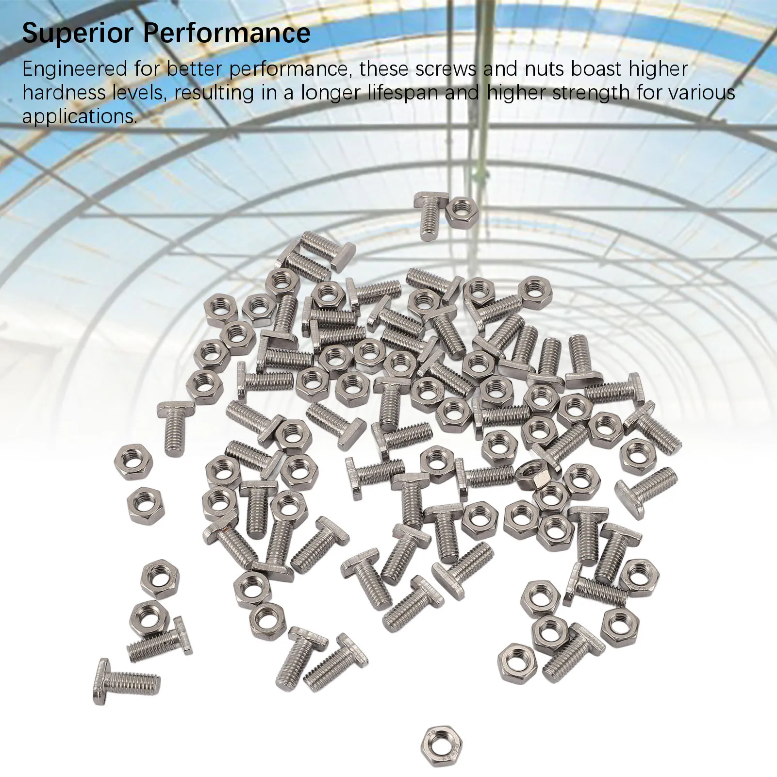 Greenhouse  Nuts Set Stainless Steel M6X14  and M6 Hex Nuts for Outdoor Plant Gardening M6 Hammer Head
