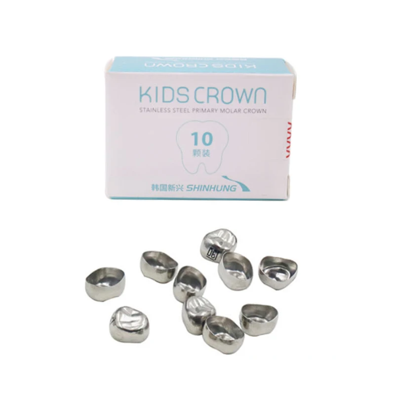 

10Pcs/Box SHINHUNG Dental Kids Crown Temporary Crown 1st /2nd Refill Dental Kids Stainless Steel Primary Molar Teeth Crown