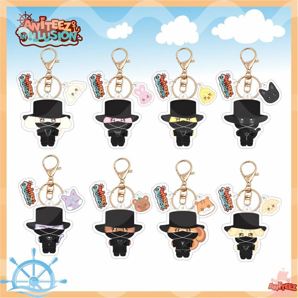 KPOP ATEEZ Keyring ANITEEZ Cartoon Acrylic Keychain Pendant Bag Accessories Hongjoong Seonghwa Mingi Yeosang Ornaments Fans Gift