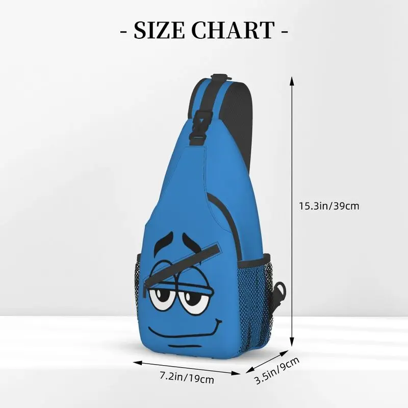 Mochila cruzada con caras de caramelo para hombre, bolso de pecho de hombro personalizado, mochila de día de viaje, dibujos animados, Chocolate, azul