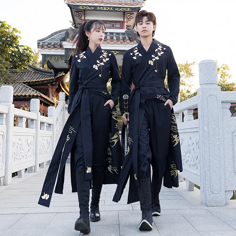 

Chinese Traditional Style Ancient Costume Hanfu Set For Men Autumn Wear Ming Dynasty Dress Embroidery Long Shirt Girl Swordsman