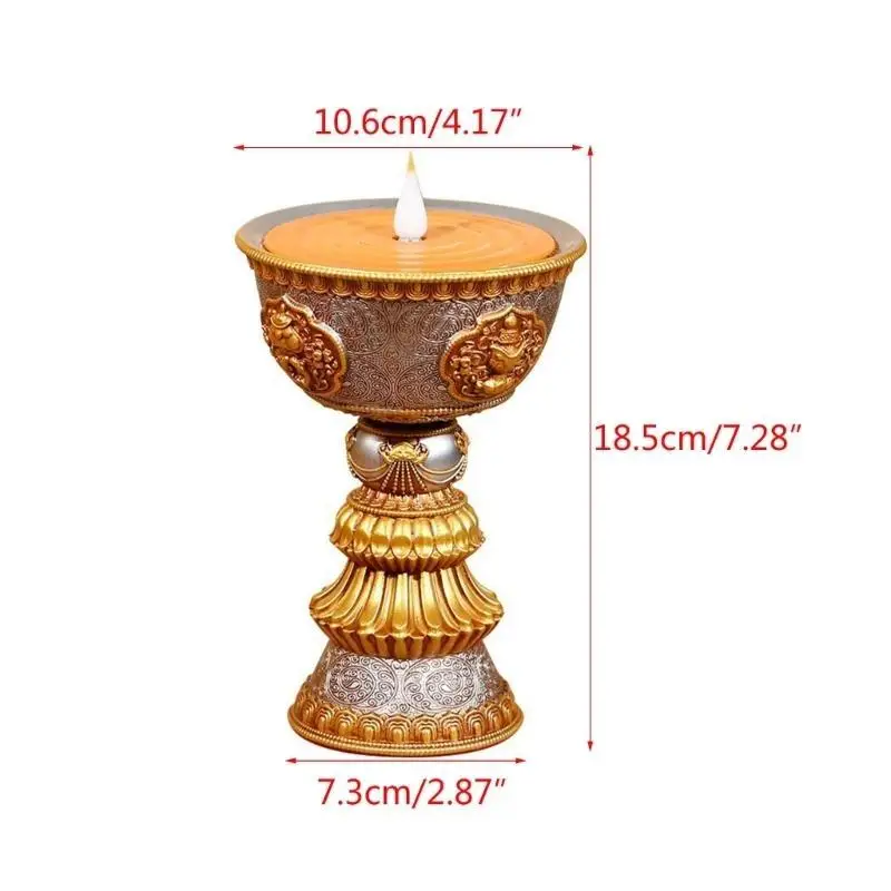 G6KF LED الراتنج مصباح التبت الزبدة الإلكترونية مصباح البوذية الجدول محور ديكور