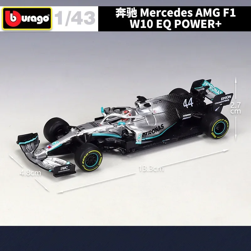 Bburago 1:43 Mercedes Benz 2022 F1 W10 EQ POWER+ #44 Alloy Racing Car Model Diecaste Model Simulation Collection Childrens Toys