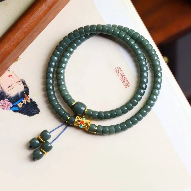 

Natural Hotan , Sandalwood Green Old Material Jade Tablet, Handheld Model