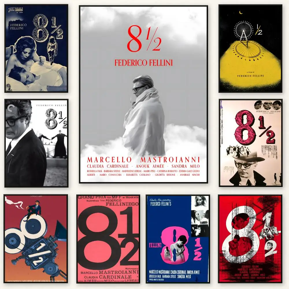 Federico Fellini's Poster Frameless Peel-and-Stick Removable Wall Art Print