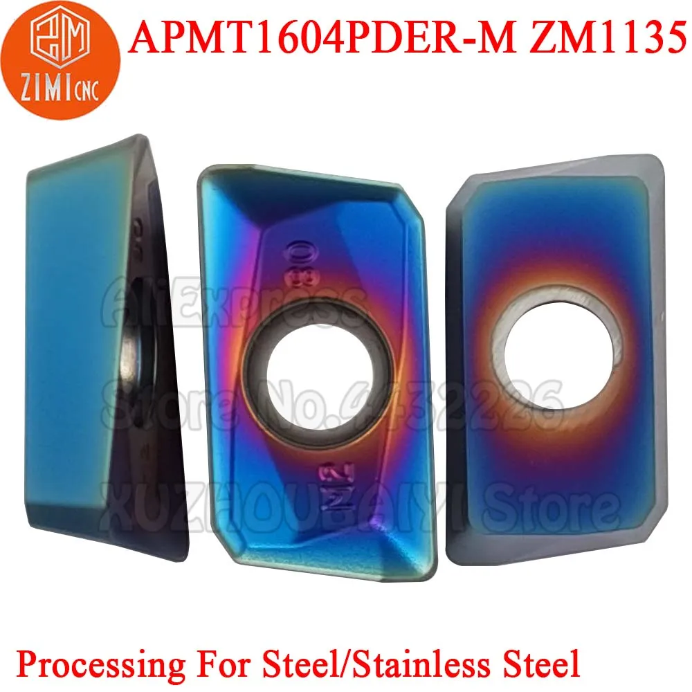 Imagem -02 - Pder Apmt 1604 Inserções de Trituração do Carboneto Ferramentas Torneamento Cnc Cortador Lâmina para Bap 400r Apmt1604pder-m Zm1135 Apmt1604pder m Apmt1604