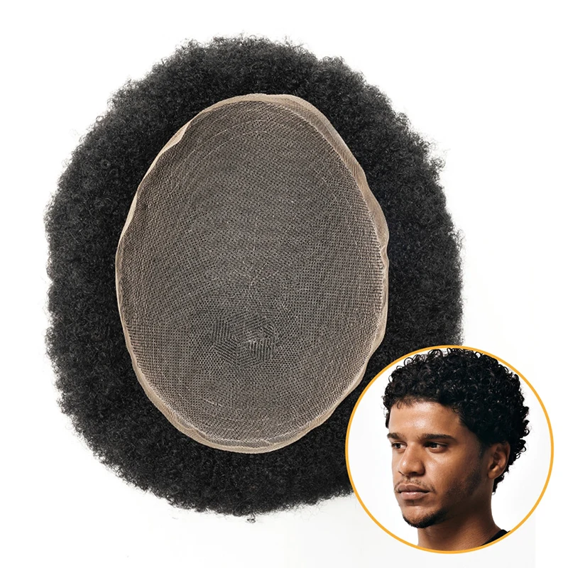 

Full Lace Afro Wig For Men Toupee Wigs For Black Men 6 High Quality Male Hair Prosthesis 100% Natural Hair System Unit Male Wig