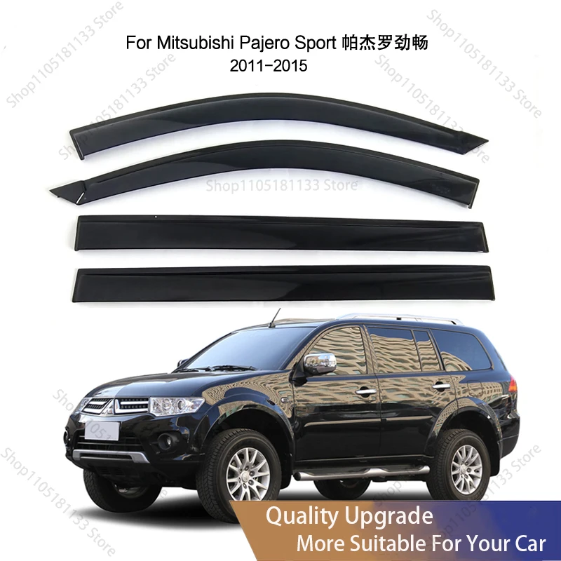 For Mitsubishi Pajero Sport 2011-2015 Accessories Door Window Deflectors Rain Sun Shield Visor