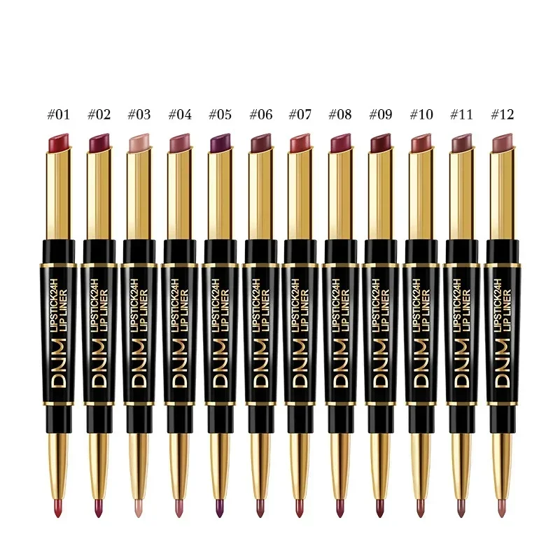 Korean 2 IN 1  Lip Liner Matte Lipstick Pencil Contour Tint Matte Long Lasting Moisturizer Lipliner Cosmetics Nude Sexy Red