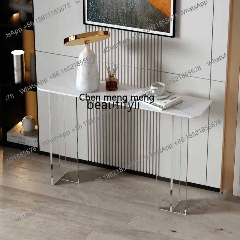 DD  CXH Acrylic Stone Plate Console Tables Wall Modern Simple and Light Luxury Home Decoration a Long Narrow Table Side View Ta