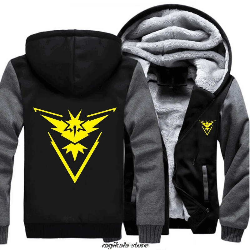 USA size  Go Team Valor Team Mystic Team Instinct Cosplay Jacket Sweatshirts Thicken Hoodie Zipper Coat